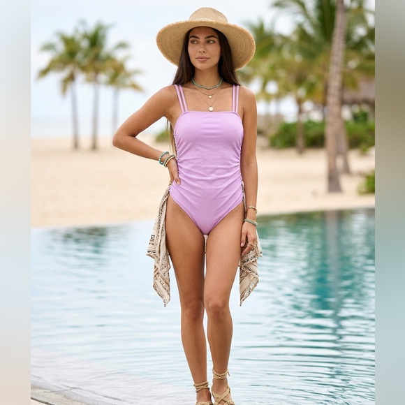 Lilac Ruched One Piece - Picture 2 of 6